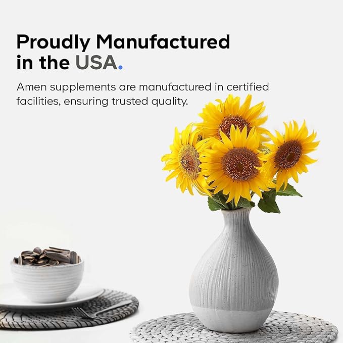 Amen Hair Vitamins - 10,000 mcg Biotin, Collagen Powder - Vitamin C, D3 & E, Pantothenic Acid, MSM, Zinc, Hyaluronic Acid, Inositol & Horsetail Extract - Non-GMO Hair Pill Supplements - 60 Capsules