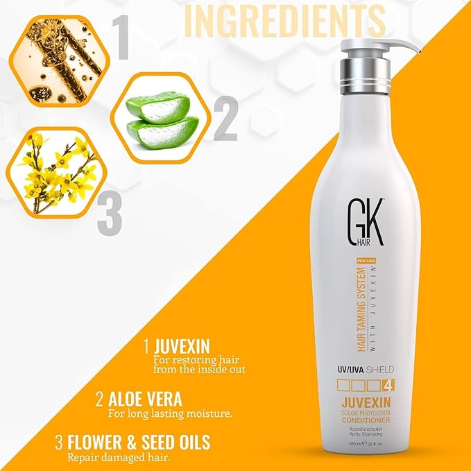 GK Hair Complete Care Set: Color Shield, Anti-Dandruff, and Smoothing Serum for Ultimate Hair Protection and Shine