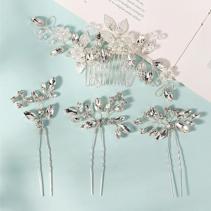 Wedding Hair Accessories Bridal Hair Pins Pearl Crystal HairPieces for Brides Vintage Decorations for Bridesmaids