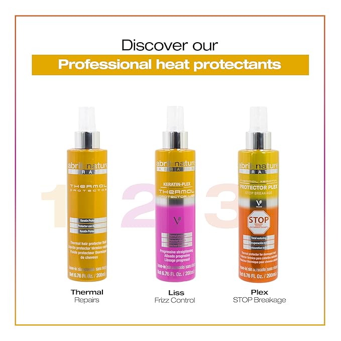 abril et nature - Keratin Liss Repair Thermal Protector - Progressive Straightening - Protects from Heat and Repairs - With Anti-Frizz Keratin - Hydrated and Soft Hair - 200 ml