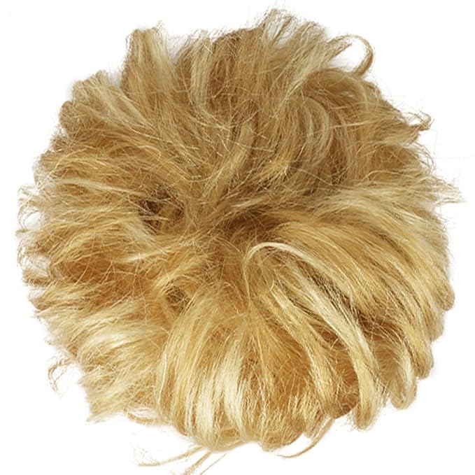BARSDAR 100% Human Hair Bun Extension - Human Hair Messy Bun Hair Pieces Blonde Hair Bun Extensions for Women - Real Human Hair Bun Scrunchies Updo Chignons Daily - Caramel & Bleach Blonde