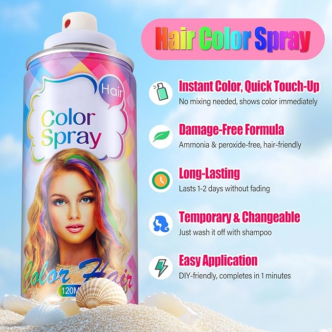 Acomler Temporary Hair Color Spray for Kids Women Men, One-Time Use White Hair Color Spray, Natural Washable Temporary Hair Dye Wax Pomades for Cosplay, DIY, Christmas Party, Halloween (White, 4.06oz)