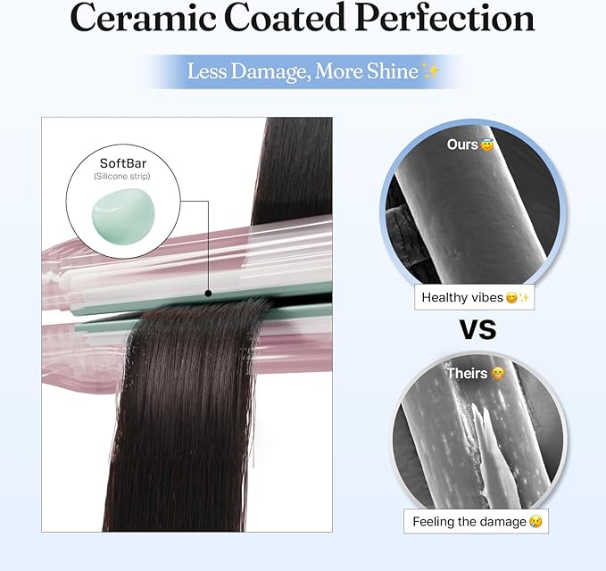 VODANA Pocket Mini Flat Iron, Travel Hair Straightening Iron, Pouch Included, Small Lightweight (Creamy Blue)