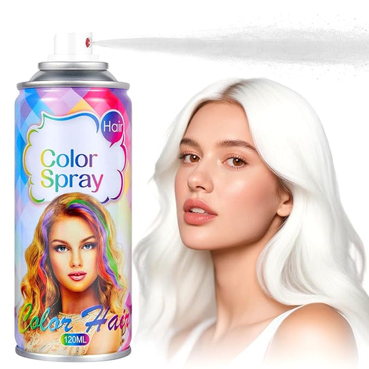 Acomler Temporary Hair Color Spray for Kids Women Men, One-Time Use White Hair Color Spray, Natural Washable Temporary Hair Dye Wax Pomades for Cosplay, DIY, Christmas Party, Halloween (White, 4.06oz)