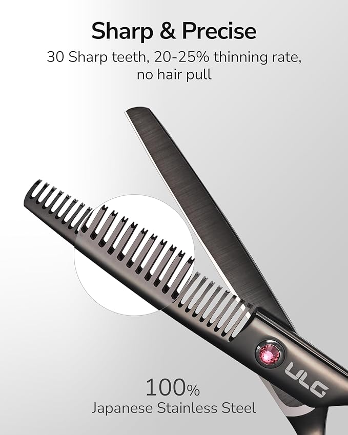 ULG Hair Thinning Scissors Professional Barber’s Texturizing Teeth Shears for Hairdressing, Salon and Home Use Thinning Shears for Hair Cutting, Made of Japanese Stainless Steel, 6.5 inch