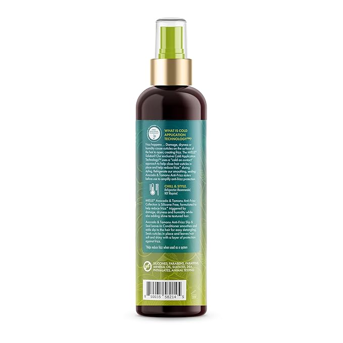 Mielle Organics Avocado & Tamanu Hair Leave In Conditioner Spray for Frizz Control - Smoothing Detangler & Anti Frizz Treatment for Dry, Damaged Styles - Nourishes Scalp for Soft, Shiny Strands - 8 oz