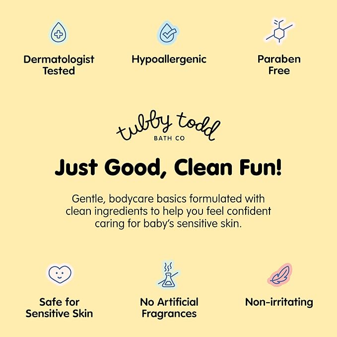 TUBBY TODD Hair + Body Wash - Baby Shampoo and Body Wash - Gentle, Natural Baby Was for Newborns, Babies, and Toddlers - Non-Toxic and Hypoallergenic - Lavender Rosemary, 25oz