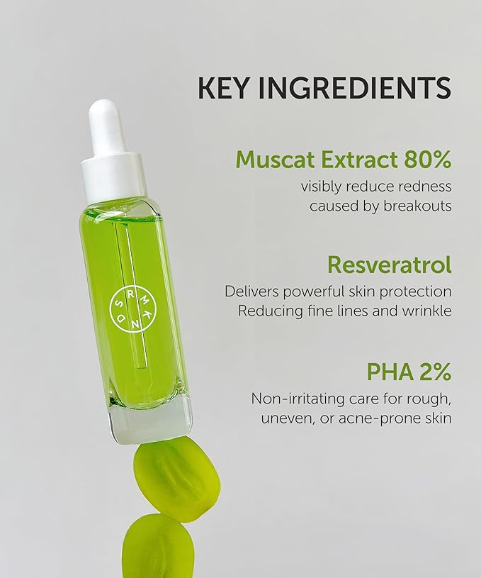 SERUMKIND Muscat Discoloration Correcting facial serum - 1fl oz - Blemishes & blackhead remover - Vegan Not Tested on Animals - Korean Skin Care - PHA Redness Relief and Exfoliating