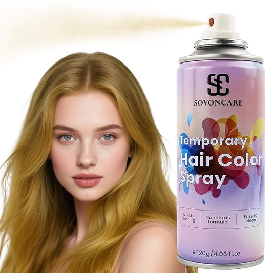 Blonde Temporary Hair Color Spray, SOVONCARE Natural Hair Wax Dye Spray for Kids Halloween, Christmas Party, Cosplay -On 1-Day Washable 120ML