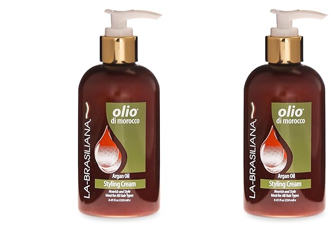 La-Brasiliana Olio Di Morocco Argan Oil Styling Cream, 8.45 fl.oz. (Pack of 2)