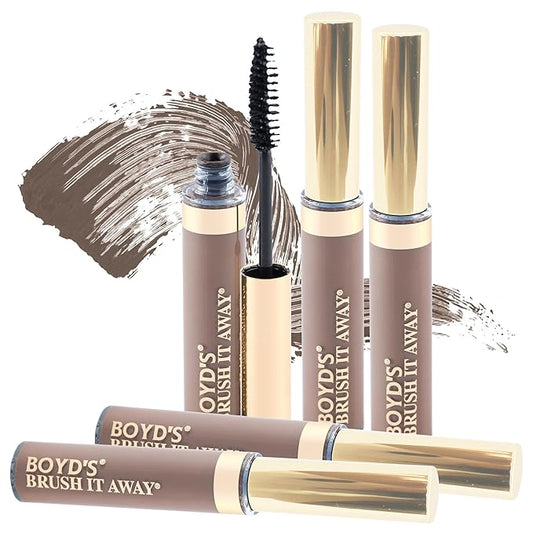 Boyd’s Brush It Away | Grey Hair Root Touch Up for Women & Men | Temporary Hair Color Mascara | Quick-Dry Water-Resistant Concealing Formula | Light Brown, 5-Pack