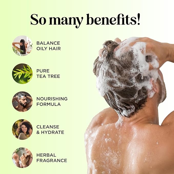 Tea Tree Shampoo and Conditioner Set - Sulfate Free Clarifying Shampoo and Conditioner for Oily Hair & Scalp Care with Cleansing Tea Tree Oil - Complete Oily and Dry Scalp Treatment for Build Up