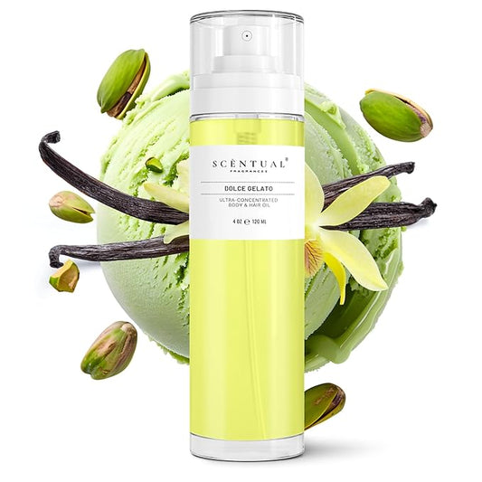 Ultra-Concentrated Hair & Body Perfume Mist, Long Lasting Women's Fragrance, Gourmand Perfumes for Women, Vegan and Cruelty Free (Dolce Gelato) 4oz