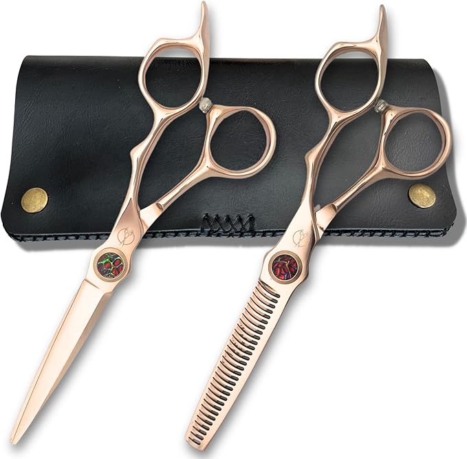 6 Inch Gold Hair Cutting Shears - 440C Stainless Steel With Gold Titanium Finish - Designed for Professional Users (Set of Hair Shears)