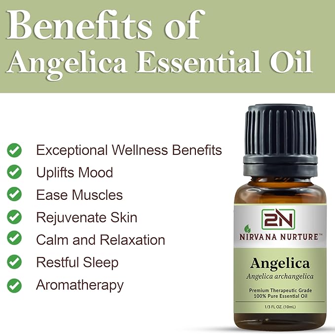 Angelica Essential Oil 100% Pure Premium Therapeutic Grade, Undiluted - Aromatherapy Diffuser for Calm and Relaxation, Skin Care, Hair Care