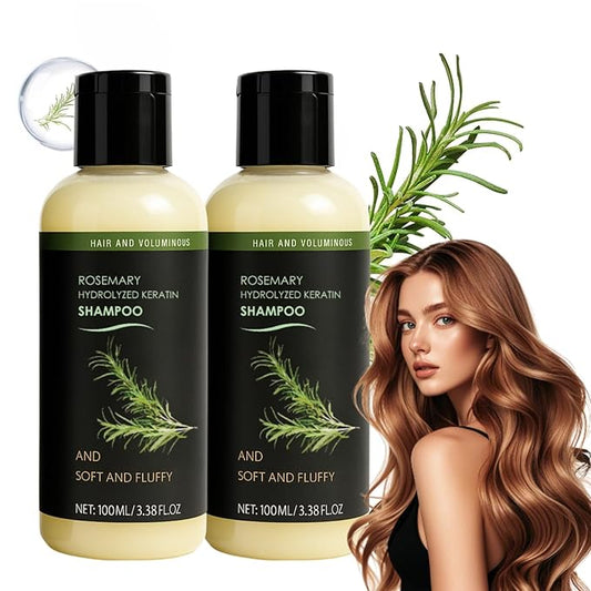 2PCS Rosemary Hair Growth Shampoo - Rosemary Hydrolyzed Keratin Formula for Thicker, Stronger Hair - Natural Thickening & Strengthening Shampoo for Thinning Hair & Hair Loss (2PCS)