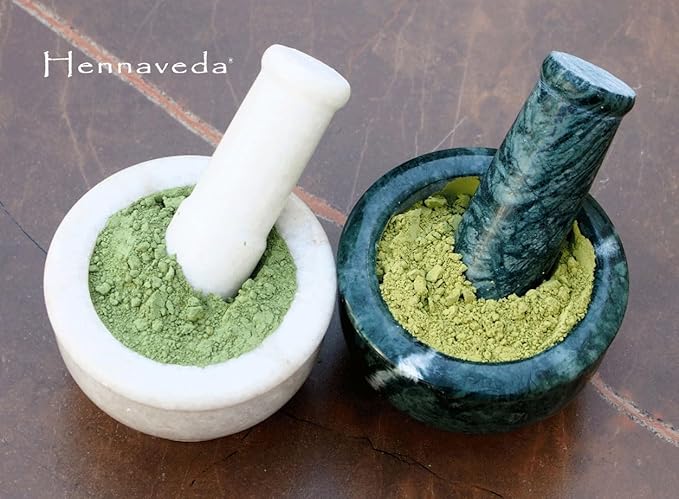 Hennaveda Hair Henna Powder & Indigo Powder, Hair Color Combo with Hair Dye Brush, Gloves and Shower Cap 200g, Henna with Geographical Indication (GI) tag "Sojat Mehndi"