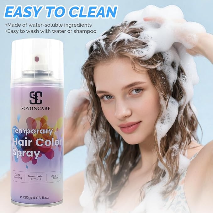 Blue Temporary Hair Color Spray, SOVONCARE Natural Hair Wax Dye Spray for Kids Halloween, Christmas Party, Cosplay -On 1-Day Washable 120ML