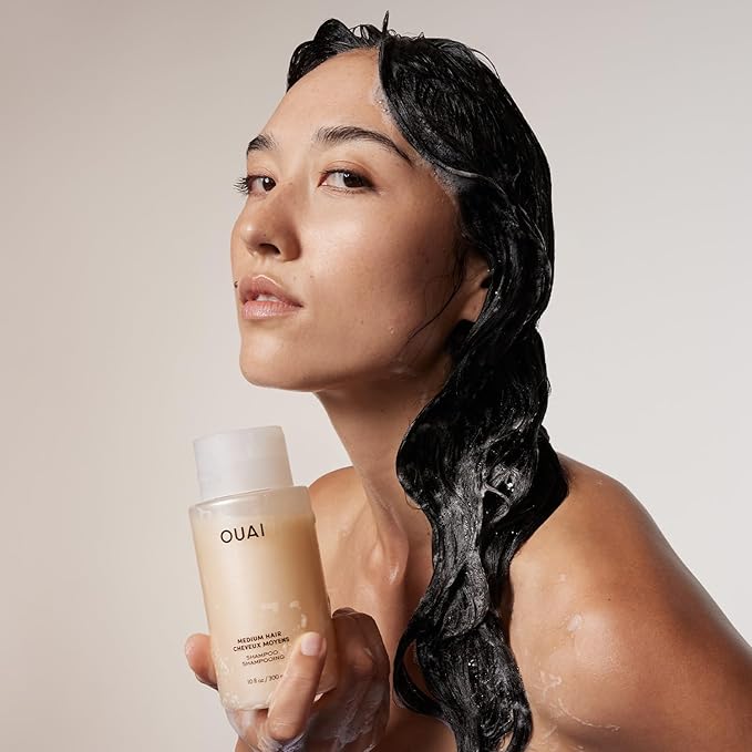 OUAI Medium Shampoo - Hydrating Shampoo with Coconut Oil, Babassu, Kumquat Extract and Keratin - Strengthens, Nourishes and Adds Shine - Paraben, Phthalate and Sulfate Free Hair Care Products (10 Oz)