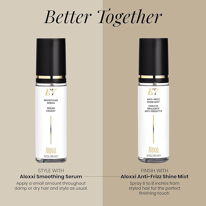 ALOXXI E7 Smoothing Serum, Lightweight Hair Serum with 7 Essential Oils, Smoothes, Strengthens & Adds Shine, for All Hair Types, 3.4 Fl Oz
