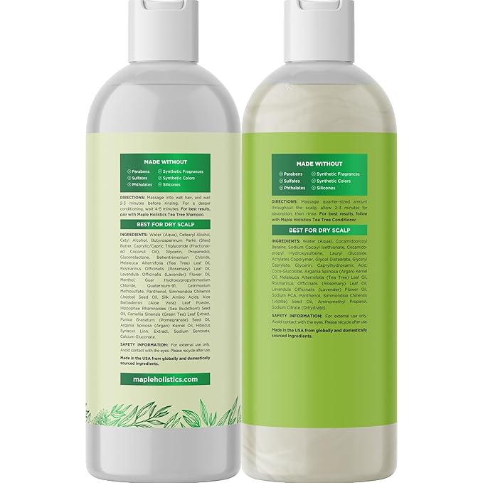 Tea Tree Shampoo and Conditioner Set - Sulfate Free Clarifying Shampoo and Conditioner for Oily Hair & Scalp Care with Australian Tea Tree Oil - Complete Dry Scalp Treatment for Build Up (8 Fl Oz)