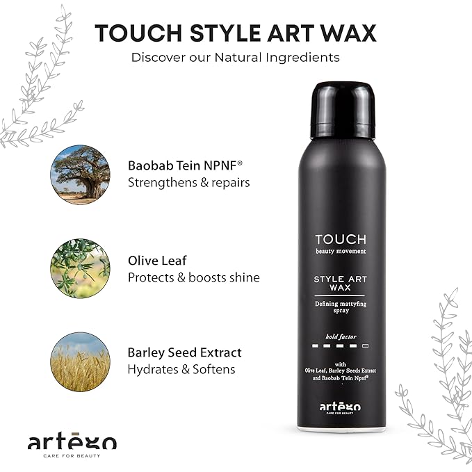 Artègo TOUCH Style Art Wax Spray (5.1 oz) – Defining & Mattifying Spray Wax for Textured, Flexible, Long-Lasting Styles