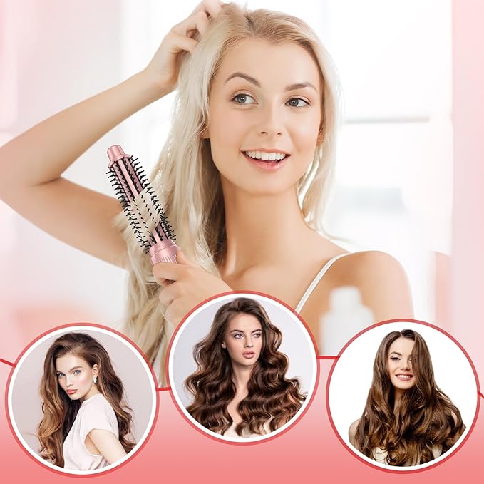 Thermal Brush, Heated Round Brush & Curling Iron with Ceramic Ionic Technology, Hair Tools for Volumizing & Styling, Travel-Friendly Hot Comb with Adjustable Temperature（Gold 1 inch）