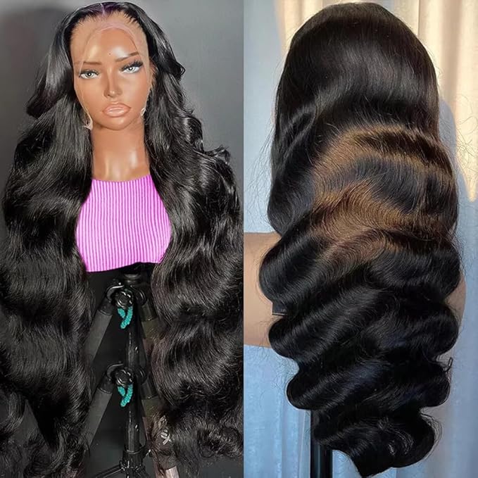 30 Inch 13x6 Lace Front Wigs Human Hair 200% Density Body Wave HD Lace Front Wigs Human Hair Pre Plucked Natural Color Glueless Wig 100% Virgin Lace Front Wigs for Women