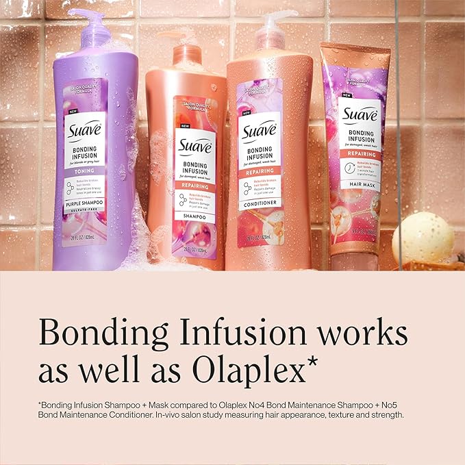 Suave Bonding Infusion Repairing Conditioner 2-Size Bundle, Intense Moisture Restores Shine & Resilience to Weak, Damaged Hair