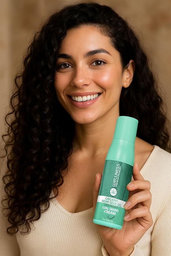 Wellness Premium Products Organic Curl Defining Cream – 500ml Curl Cream for Curly Hair | Anti-Frizz, Plant-Based Hair Care with Hemp Seed Oil | Color Safe, Paraben-Free