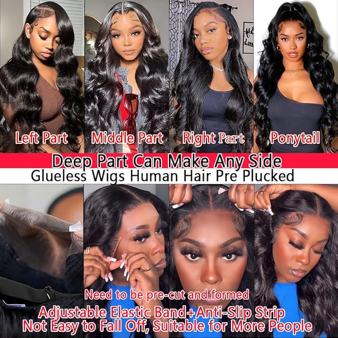 30 Inch 13x6 Lace Front Wigs Human Hair 200% Density Body Wave HD Lace Front Wigs Human Hair Pre Plucked Natural Color Glueless Wig 100% Virgin Lace Front Wigs for Women