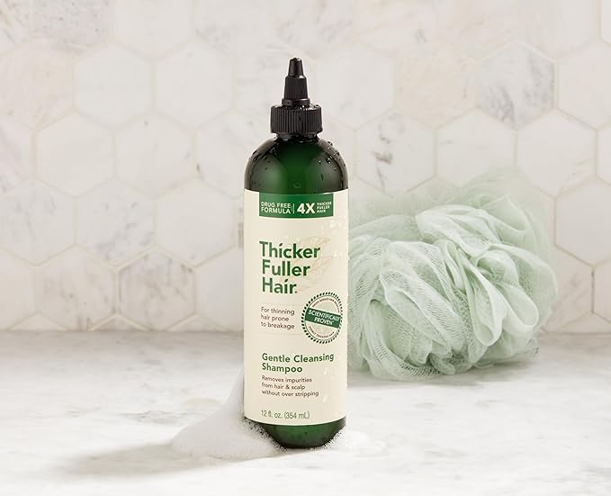 Thicker Fuller Hair Gentle Cleansing Shampoo - Hair Thickening, Clarifying Shampoo - Lightweight, Natural Formula with Rosemary and Coffee Oil - 12 oz