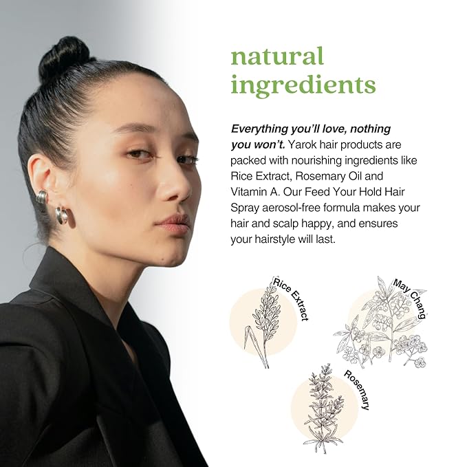 Yarok - Feed Your Hold Hair Spray - Style, Volumize & Moisturize - Natural Medium Hold Hair Spray - Non-Sticky, Aerosol Free Formula - 100% Vegan - Gluten, Sulfate, Paraben & Cruelty Free - 4oz