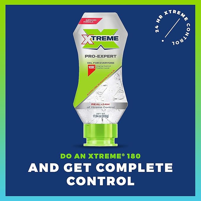 Xtreme Pro-Expert Clear Styling Hair Gel, Alcohol-Free 24-Hours Xtreme Control With Aloe Vera, 17.64 oz Squeeze Bottle (Pack of 12)