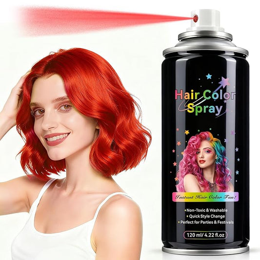 Temporary Hair Spray Color for Kids Women - One-Time Use Green Hair Spray, Vegan and Cruelty-Free Semi-Permanent Hair Color Dye (120ML, Fire Red)