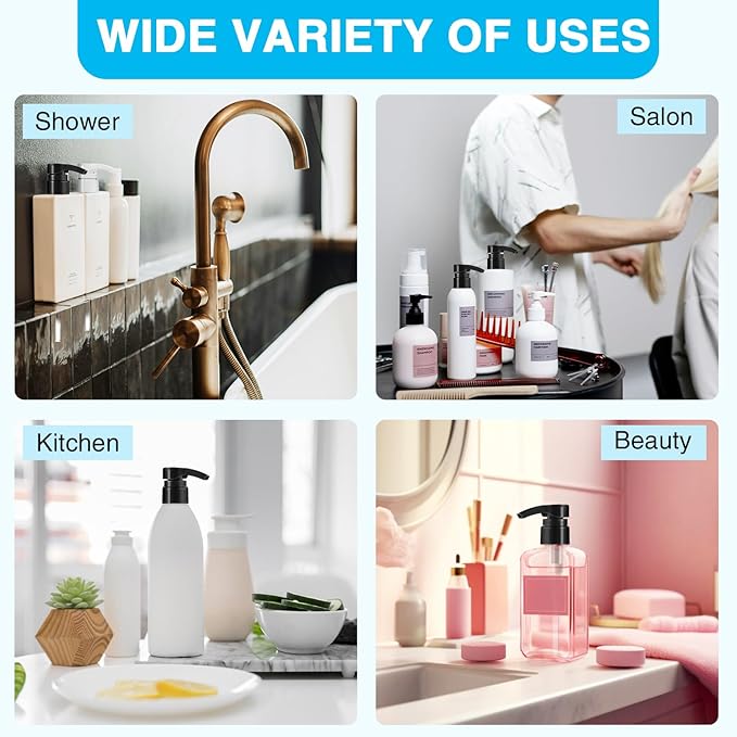 4-Pack Shampoo Pump for Liter 33.8 oz Shampoo and Conditioner, Pump Dispenser Fits Most Salon Brand Bottles with 1.1 inch Wide Opening, White Replacement Pump for Hair Products, Body Wash, Lotion, Gel