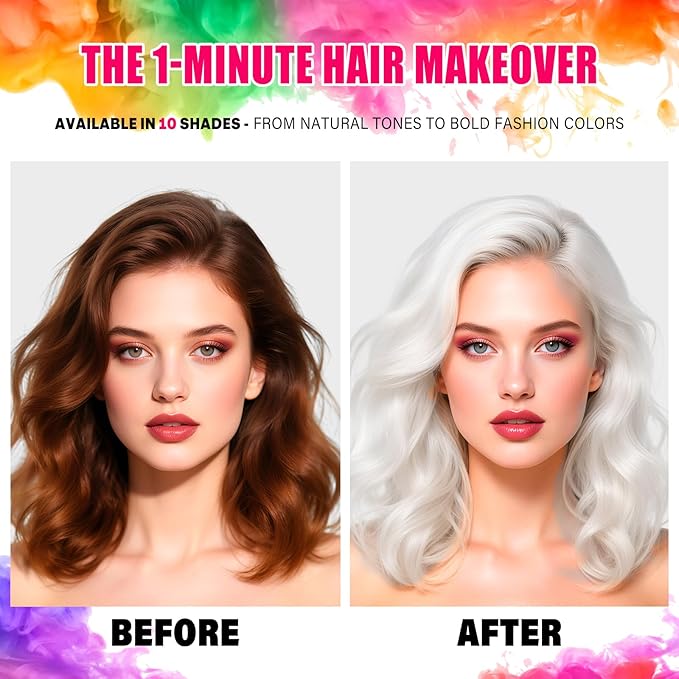 Acomler Temporary Hair Color Spray for Kids Women Men, One-Time Use White Hair Color Spray, Natural Washable Temporary Hair Dye Wax Pomades for Cosplay, DIY, Christmas Party, Halloween (White, 4.06oz)