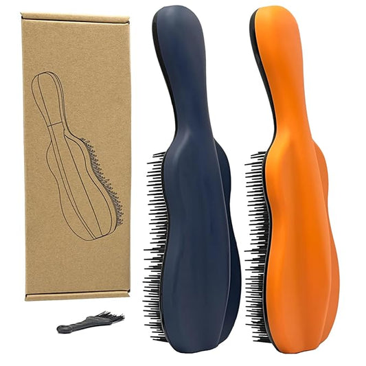 WYNK Hair Brush Detangler for Adults & Kids，Detangling Comb Hair Styling Tools & Appliances for Natural/Wavy/Curly/Coily/Wet/Dry/Oil/Thick/Straight/Long Hair (2 Pack, Dark Blue + Orange)