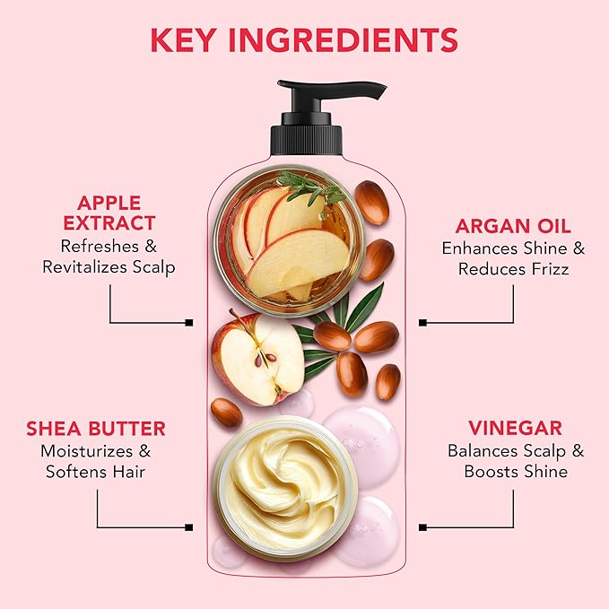 Botanic Hearth Apple Cider Vinegar Shampoo and Conditioner Set | Helps Dry Itchy Scalp, Dandruff, Frizz and Hair Loss | Color Safe, Sulfate Free Shampoo | All Hair Types, Men and Women, 16 fl oz each