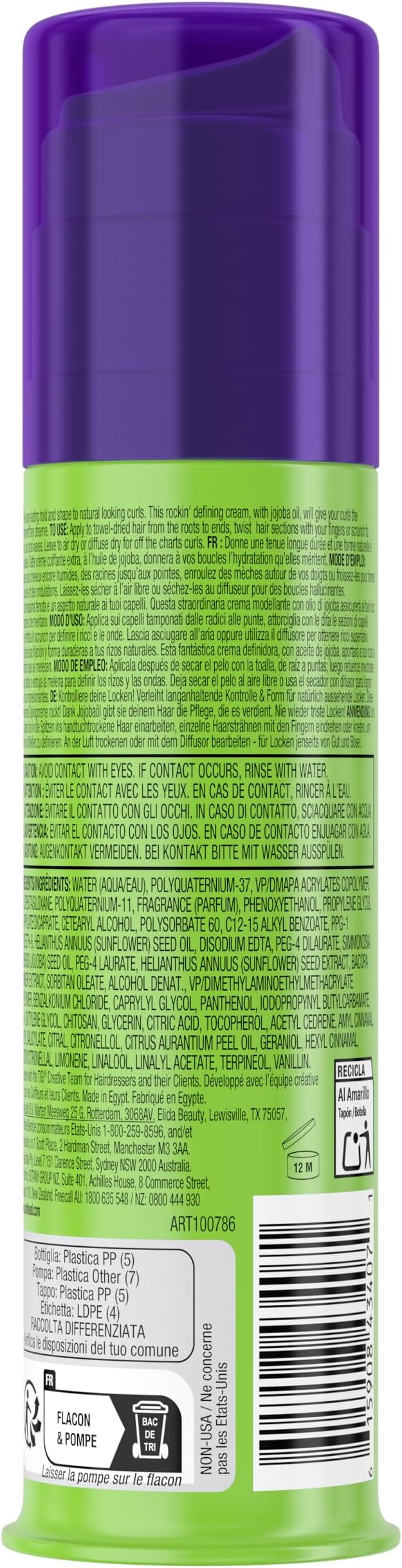 TIGI Bed Head Curls Rock Amplifier Curl Cream for Definition and Enhancement of All Curly Hair Types, 3.38 fl oz