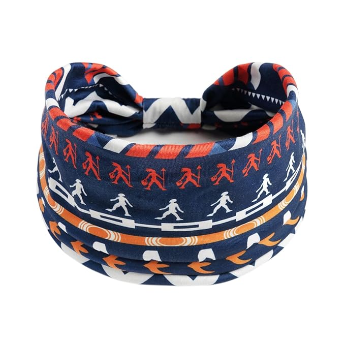 1 Pack Boho Headbands Stretch Paisley Print Bandana Headband Criss Cross Hair Bands Knotted Head Wrap Yoga Daily for Women and Girls (Navy Red)