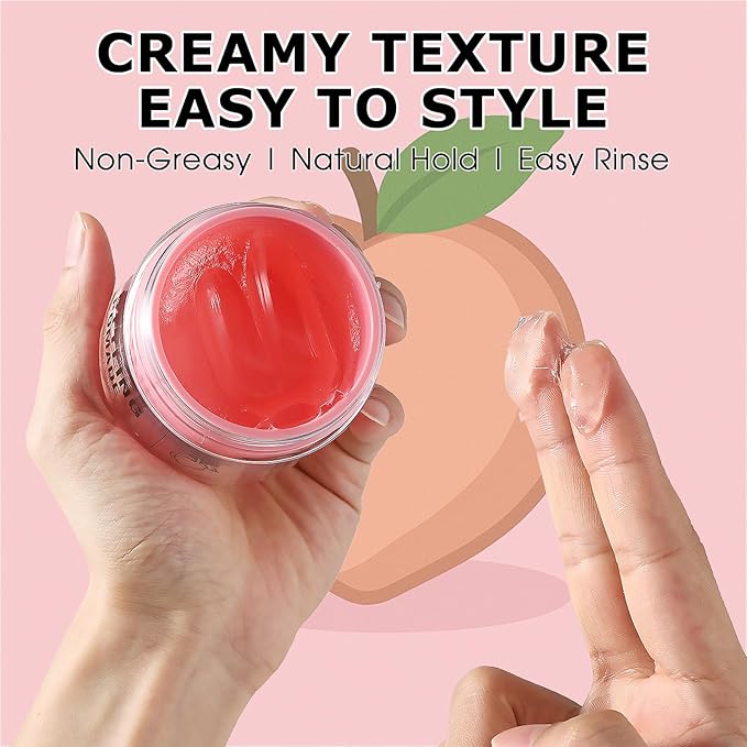 Water-Based Pomade for Men, Strong Flexible Hold, Natural Shine, Non-Greasy | Restyleable | Hair Pomade For Pompadour, Side Part, Slick Back | 3.53 Oz Sweet Peach Scent