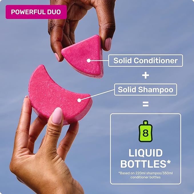 Ethique Beauty Rice Protein Repairing Shampoo & Conditioner Bar Set for Damaged Hair - Plastic-Free, Vegan, Cruelty-Free - 2 Pack