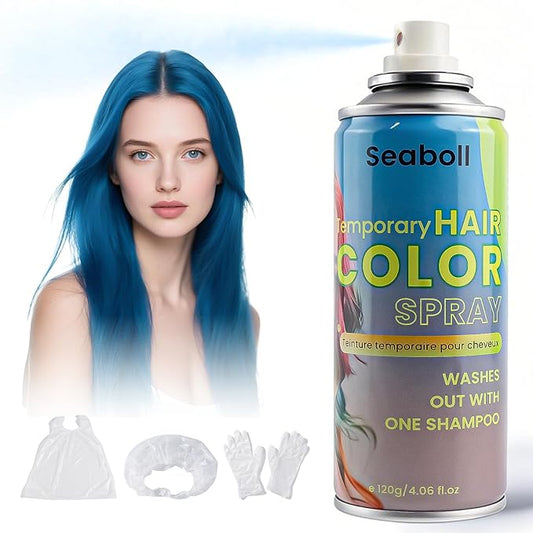 Blue Hair Spray, Temporary Hair Color Spray for Kids Women Men– Safe Non Sticky Washable One Day Hair Dye Spray, Disposable Accessories Included, for Halloween Cosplay Party DIY Costume Pet Fun