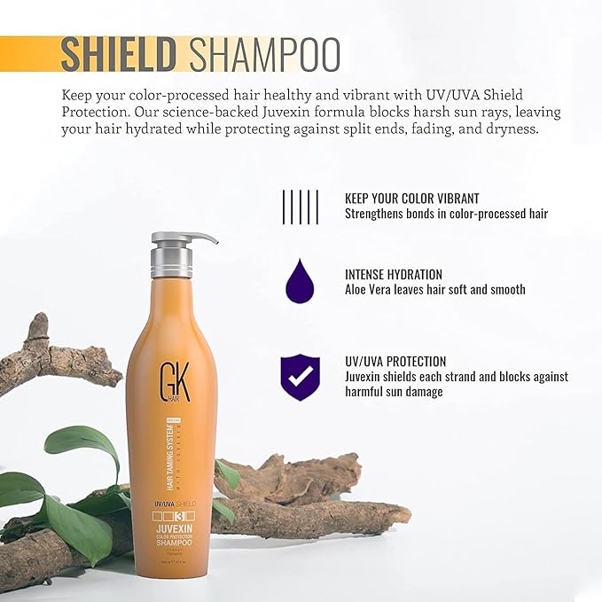 GK HAIR Shield Shampoo (650ml/22oz) Color Protection Deep Cleansing for Dry Dull Hair Sulfate Free and Balancing Conditioner 300ml For Dry Damaged Oily and Color Treated Hair
