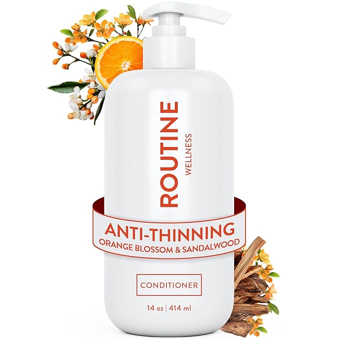 Routine Wellness Anti-Thinning Deep Conditioner for Thinning Hair – Strengthening DHT Blocker Formula for Men & Women – Promotes Fuller-Looking, Healthier Hair – 14 oz Orange Blossom & Sandalwood