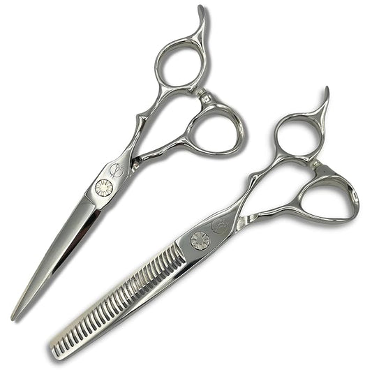 Set of Professional Hair Cutting Scissors in VG-10 Japan Steel - Includes Hair Cutting Scissors, Thinning Shears and Leather Case - Heritage for Pro's (5.5 Inch)
