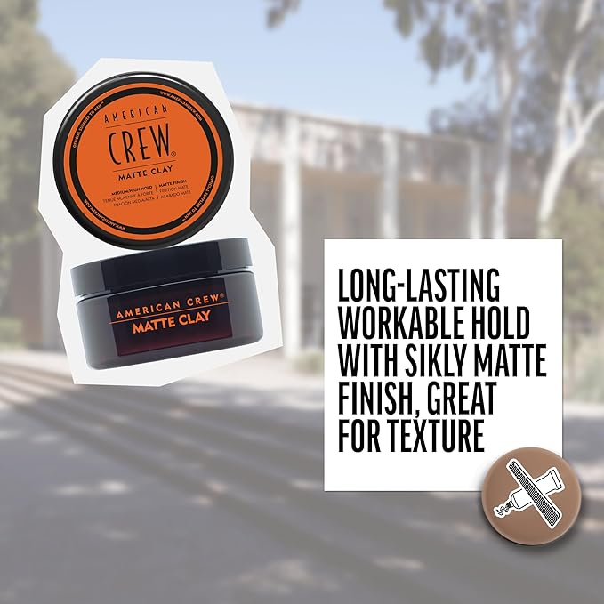 American Crew Men's Hair Matte Clay, Like Hair Gel with Medium/High Hold, 3 oz