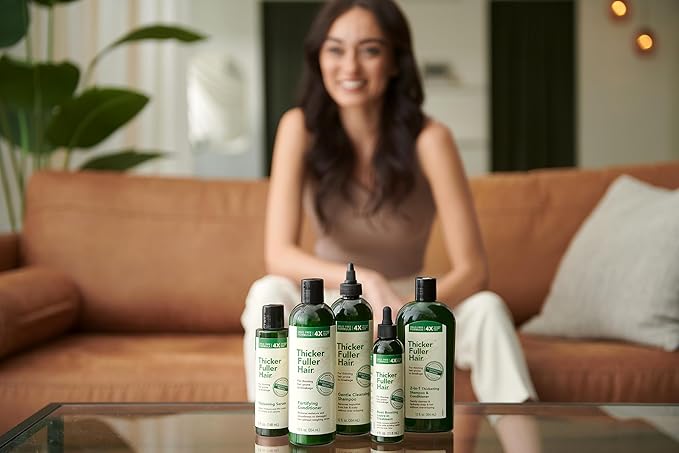 Thicker Fuller Hair Gentle Cleansing Shampoo - Hair Thickening, Clarifying Shampoo - Lightweight, Natural Formula with Rosemary and Coffee Oil - 12 oz