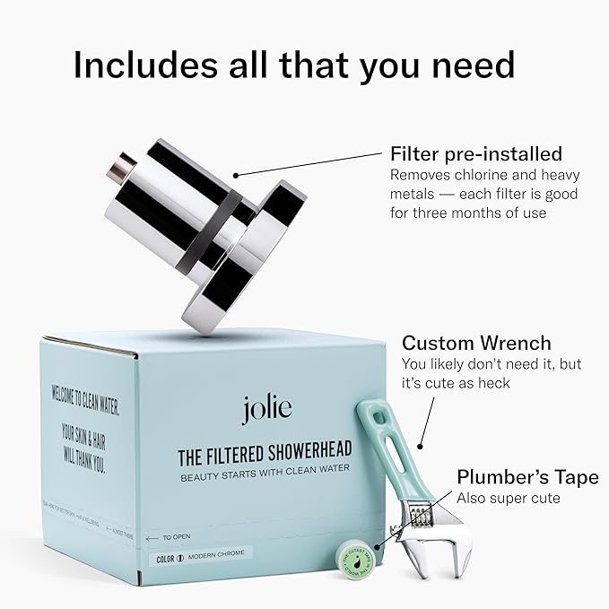 THE JOLIE FILTERED SHOWERHEAD with Shower Filter System- High Pressure Showerhead, Hair and Skincare Accessory to Improve Beauty and Personal Care Routine (Vibrant Red)